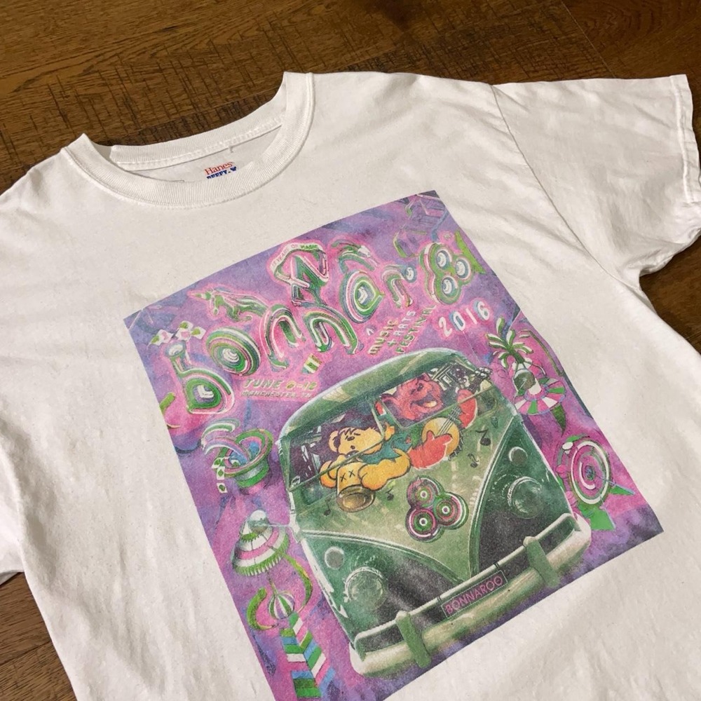Hanes Bonnaroo 2016 T-Shirt Mens L White Retro Festival Dead & Co J Cole Graphic
